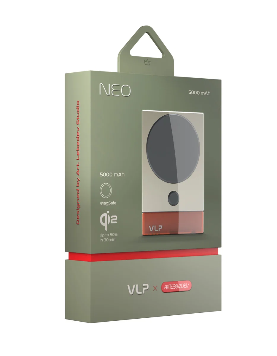 Аккумулятор внешний VLP NEO MagSafe, Qi2, 5000 mAh, 3A, USB-C, amber gray