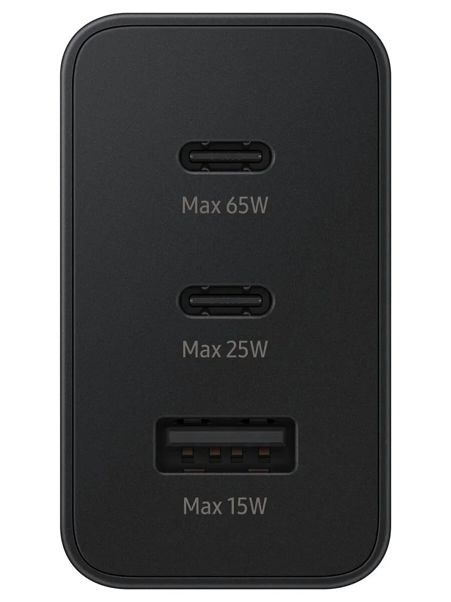 Адаптер Samsung 2xUSB-C + USB-A 65W с кабелем USB-C 1m (Black)