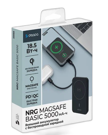 Внешний аккумулятор Deppa NRG MagSafe Basic 5000mah 15W