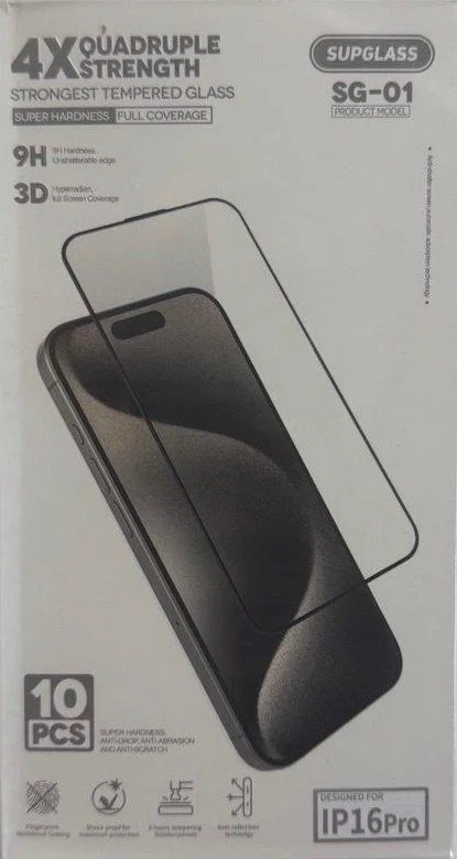 Защитное стекло Supglass SG-01 4X Quadruple Strength Glass 10-in-1 для iPhone 16 Pro