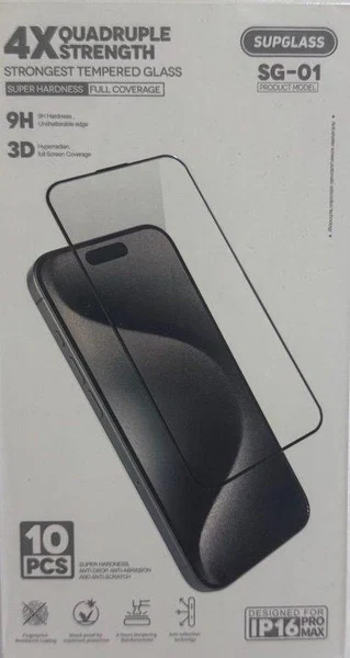 Защитное стекло Supglass SG-01 4X Quadruple Strength Glass 10-in-1 для iPhone 16 Pro Max