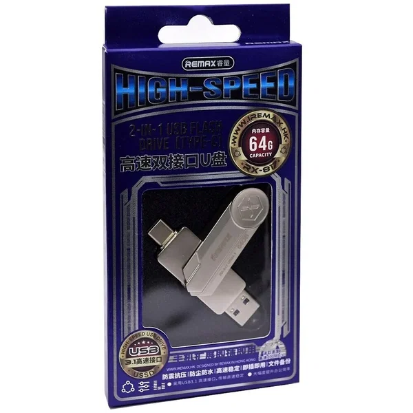 Флеш-карта Remax РХ-817 USB-A/USB-C Silver 256GB