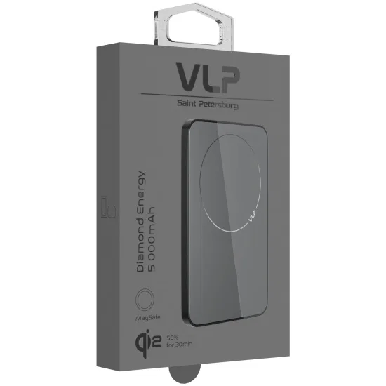 Внешний аккумулятор VLP Diamond Energy MagSafe, Qi2, 5000 mAh, USB-C, (Black Titan)