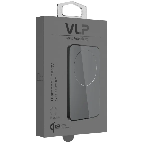 Внешний аккумулятор VLP Diamond Energy MagSafe, Qi2, 5000 mAh, USB-C, (Black Titan)
