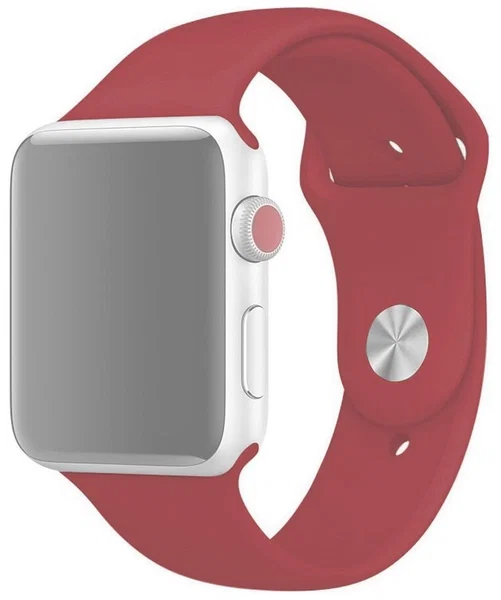 Ремешок силиконовый для Apple Watch 42/44/45/49 гранатовый