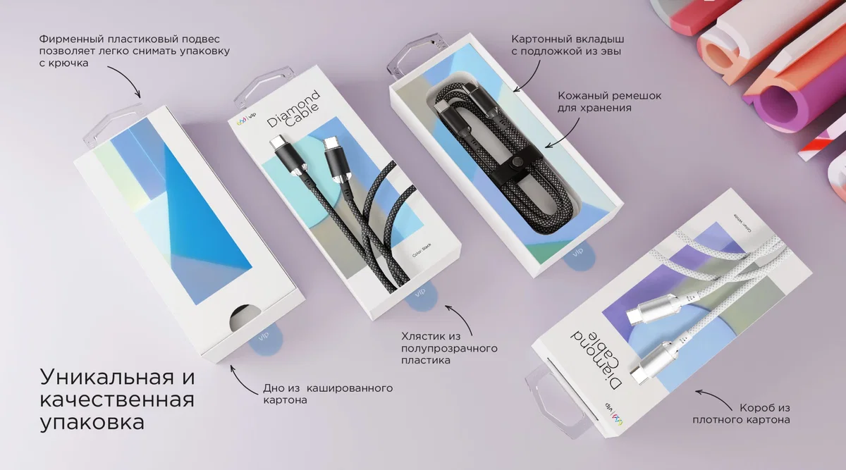Кабель VLP Diamond USB-C - USB-C 1.2м , белый