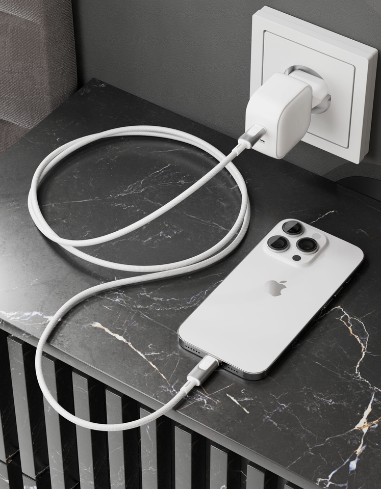 Дата-кабель VLP Force Line 30W USB-C + Lightning, 1.2m, белый