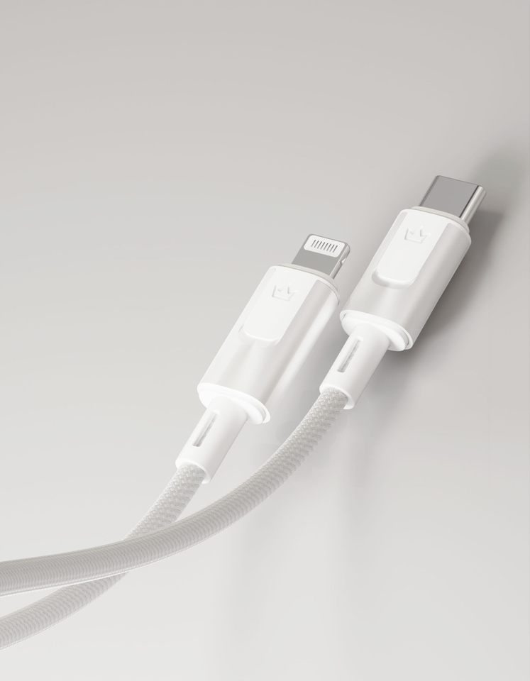 Дата-кабель VLP Force Line 30W USB-C + Lightning, 1.2m, белый