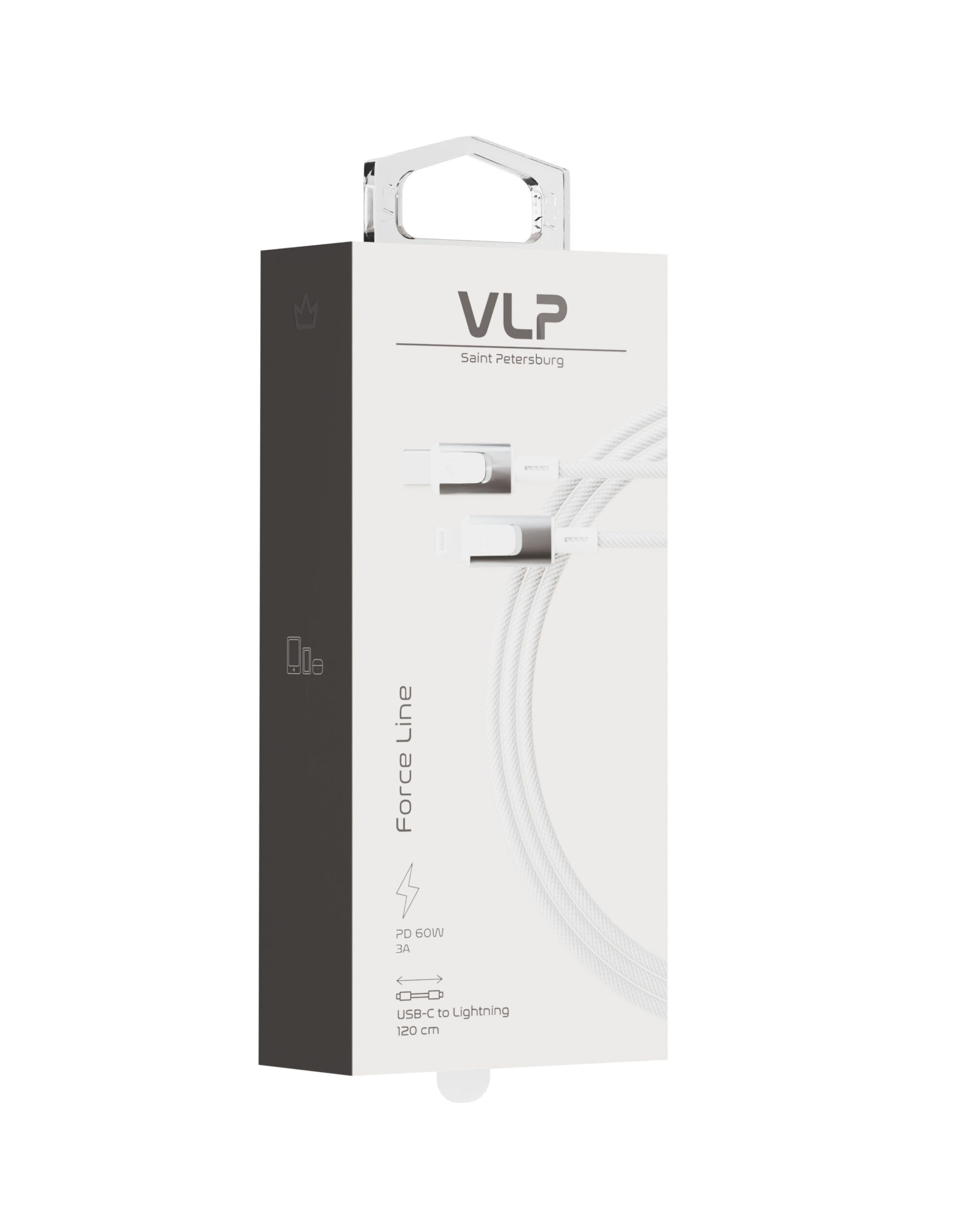 Дата-кабель VLP Force Line 30W USB-C + Lightning, 1.2m, белый