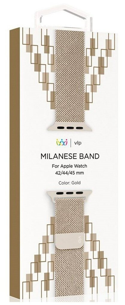 Ремешок миланская петля VLP Milanese Band Pro 42/44/45 mm gold