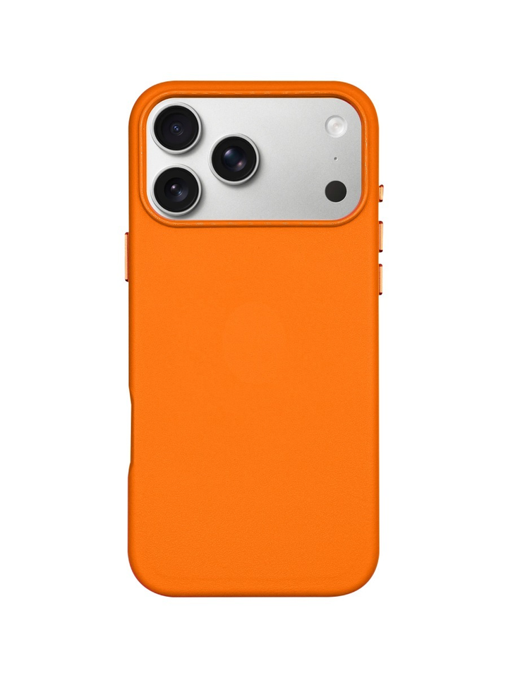 Чехол кожаный для iPhone 17 Pro Max Leather Case оранжевый