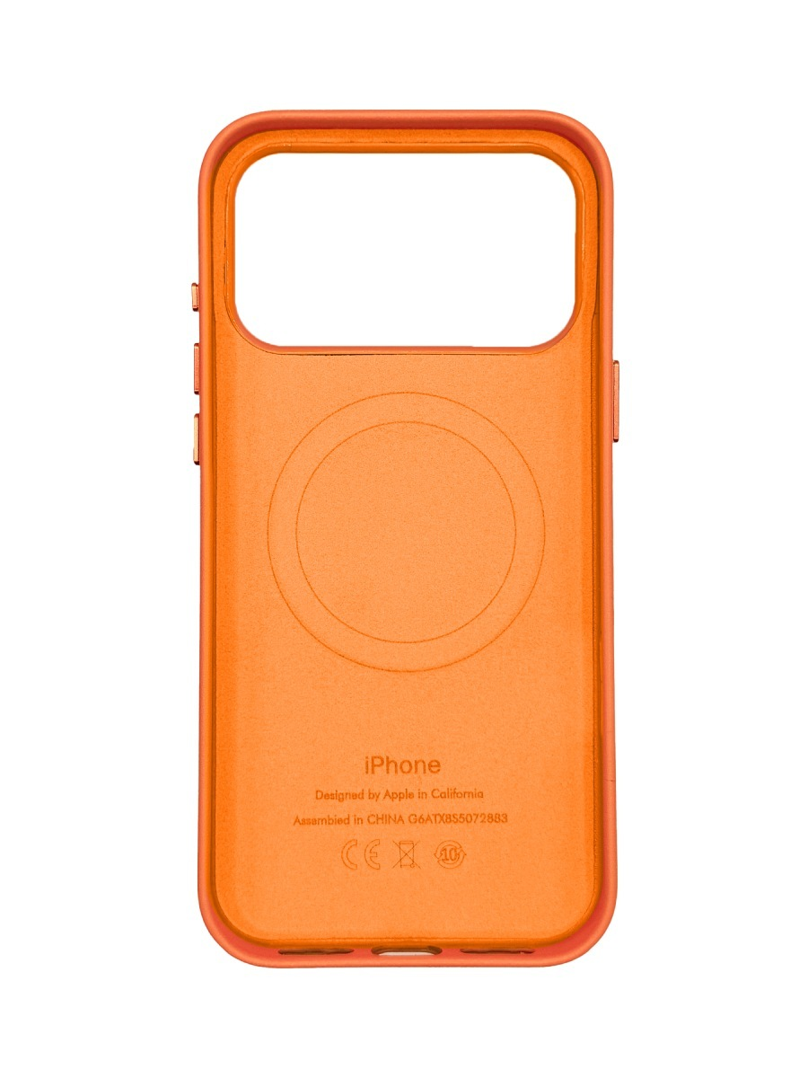 Чехол кожаный для iPhone 17 Pro Max Leather Case оранжевый