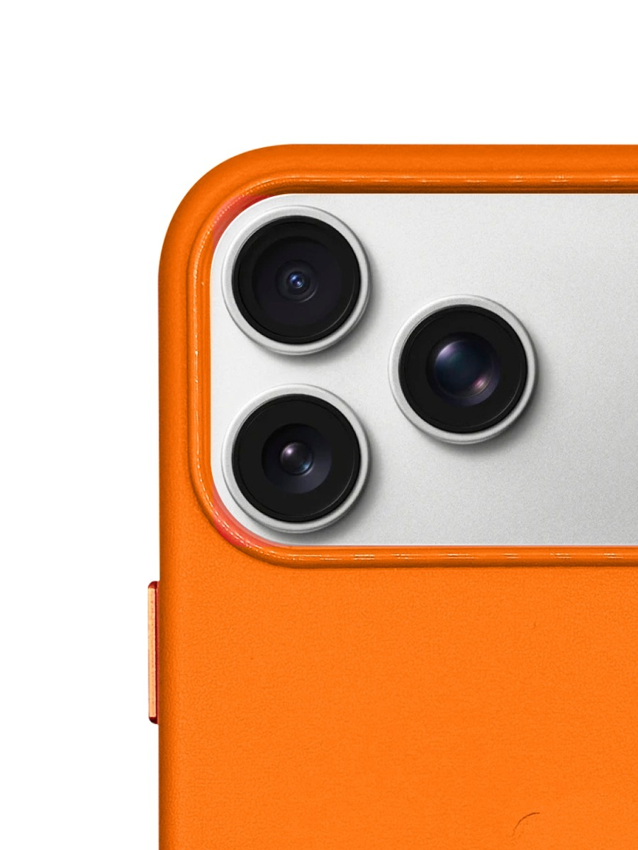 Чехол кожаный для iPhone 17 Pro Max Leather Case оранжевый