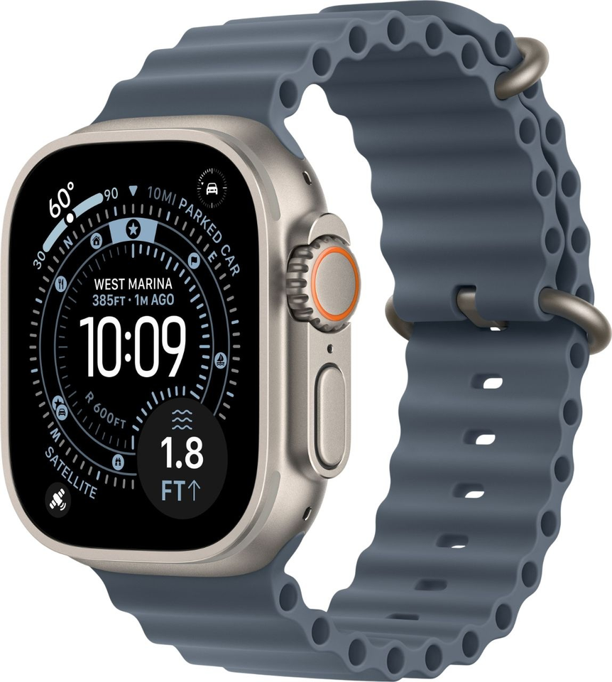 Apple Watch Ultra 3 49mm Natural Titanium Ocean Band Anchor Blue