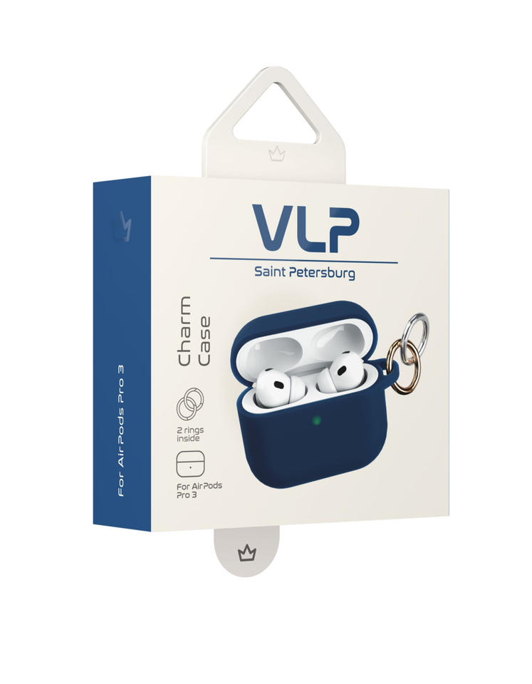 Чехол силиконовый VLP Charm Case для AirPods Pro 3, темно-синий