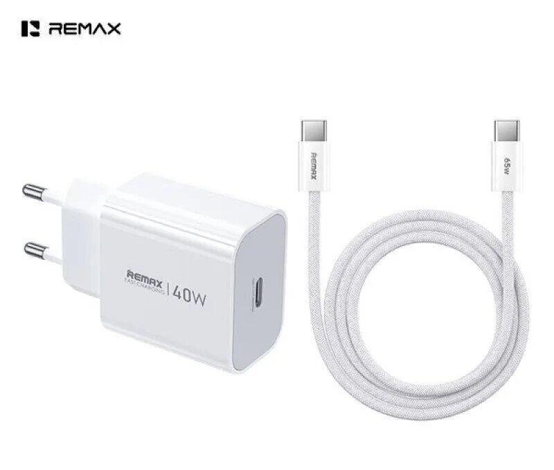 Адаптер Remax CA10 2xUSB-C 40W с кабелем USB-C 1m (White)