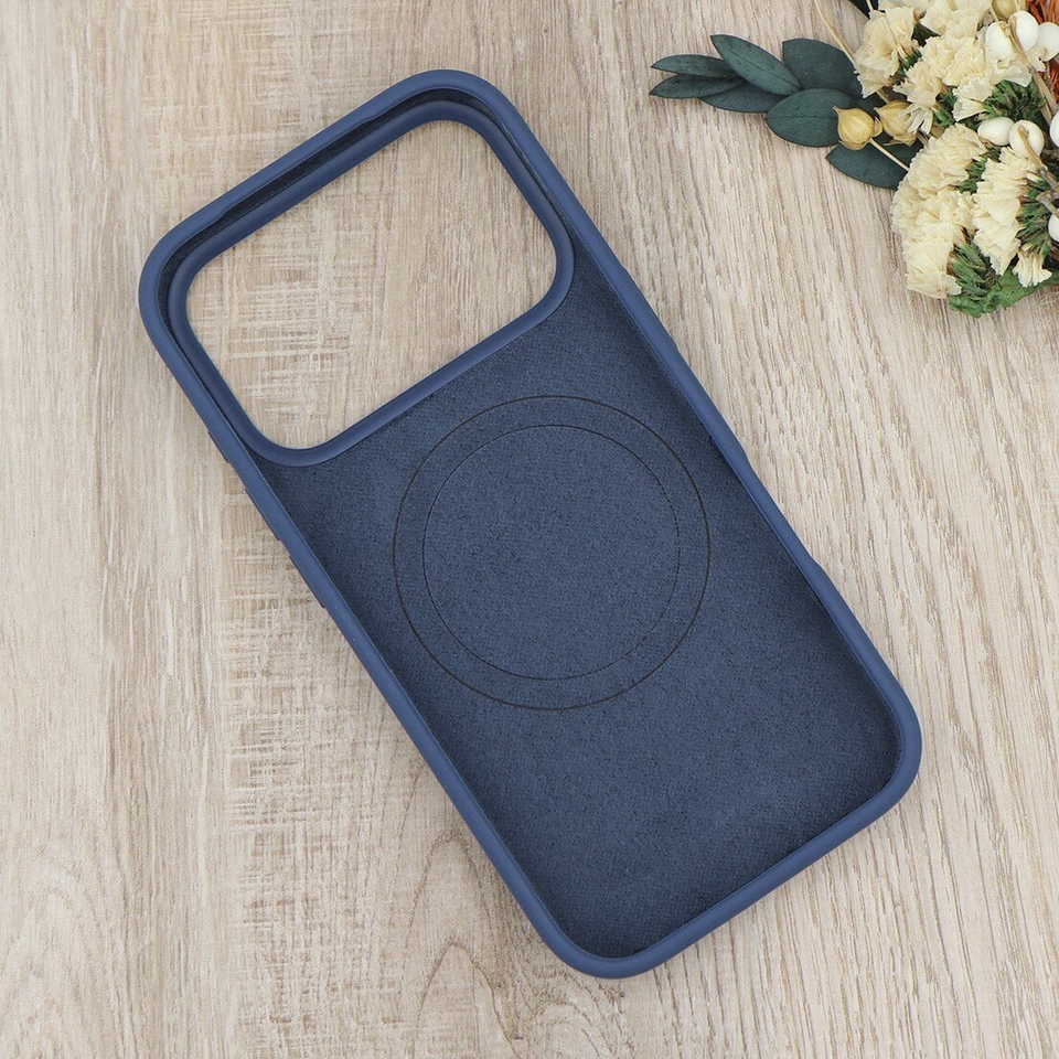 Чехол Silicone Case MagSafe 17 Pro Max синий лого