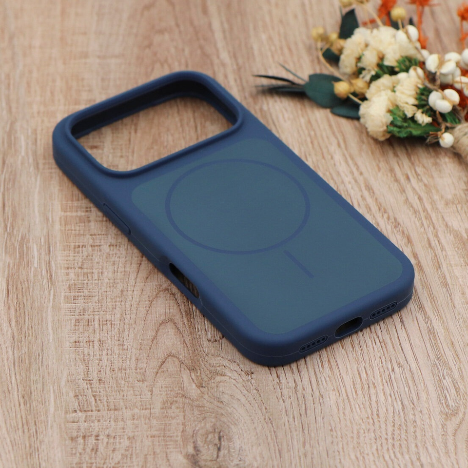 Чехол Silicone Case MagSafe 17 Pro Max синий лого
