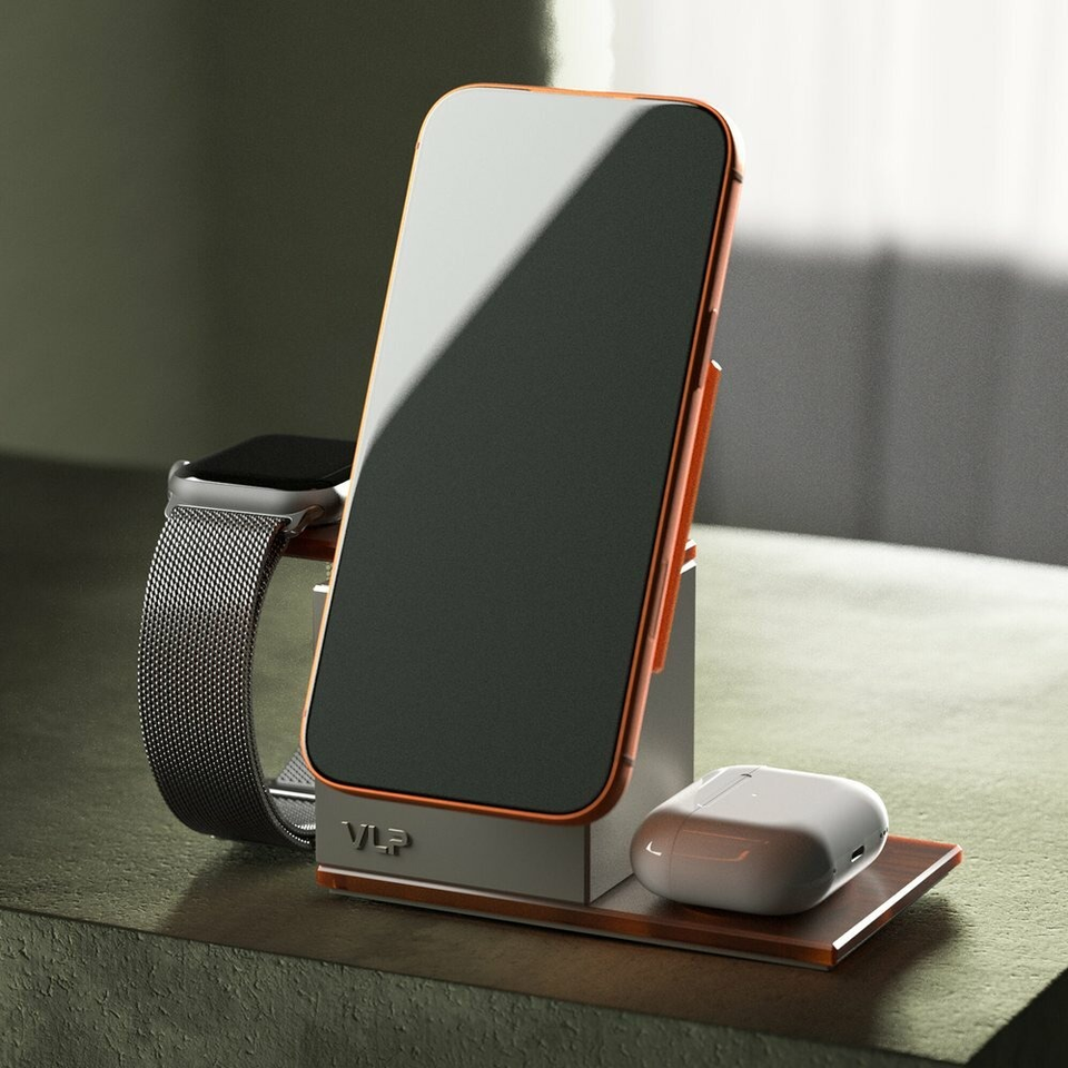 Беспроводная зарядная станция VLP NEO 3 в 1 MagSafe 25W (Amber Gray)