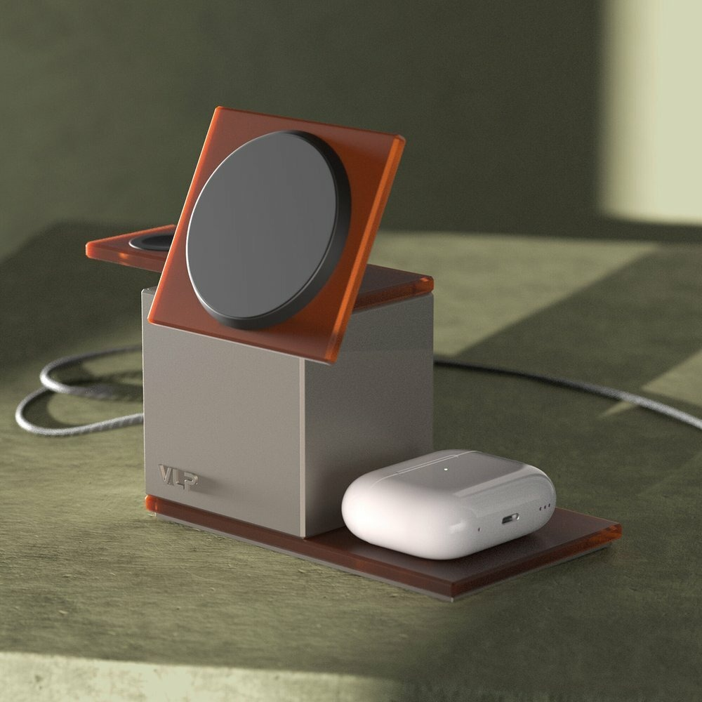 Беспроводная зарядная станция VLP NEO 3 в 1 MagSafe 25W (Amber Gray)
