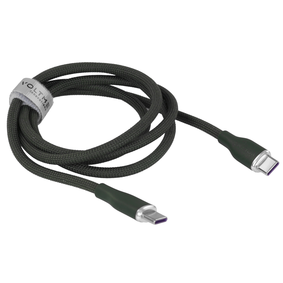 Кабель USB2.0 CTC 5A, USB-С - USB-C, 240W, 1.2м, Зеленый, VOLTME