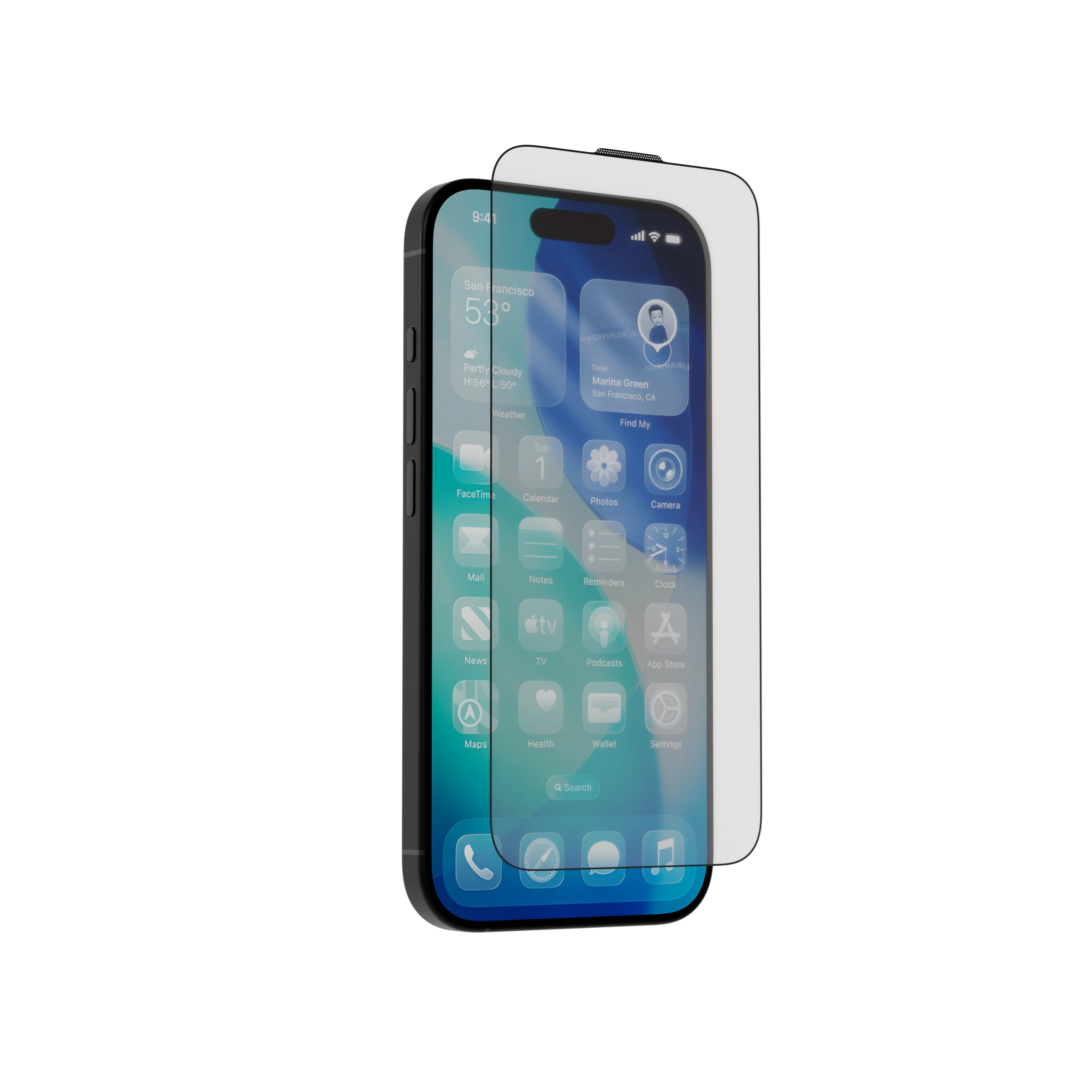 Защитное стекло AceCase для iPhone 17 матовое