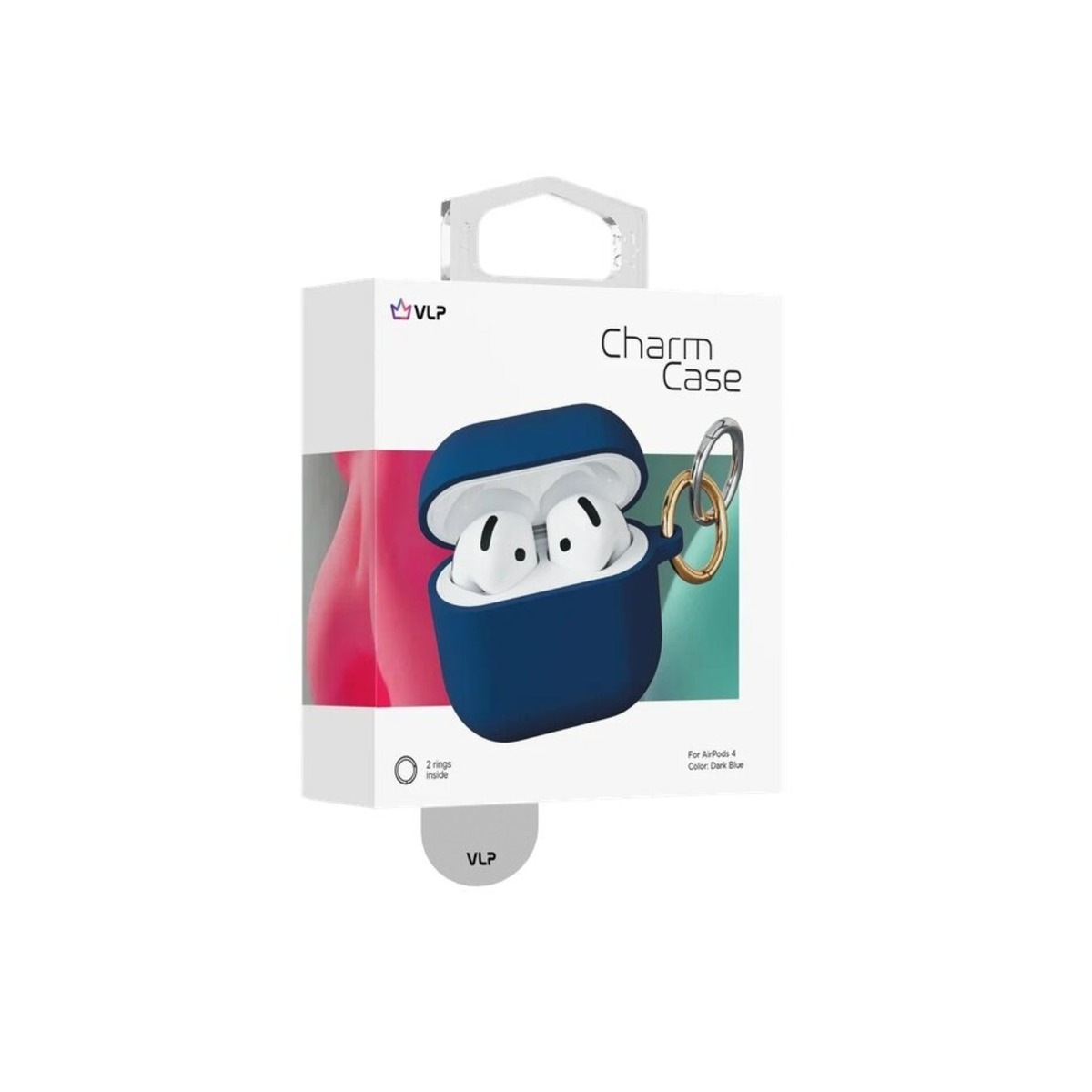 Чехол защитный VLP Soft Touch, с кольцом, для AirPods 4, темно-синий