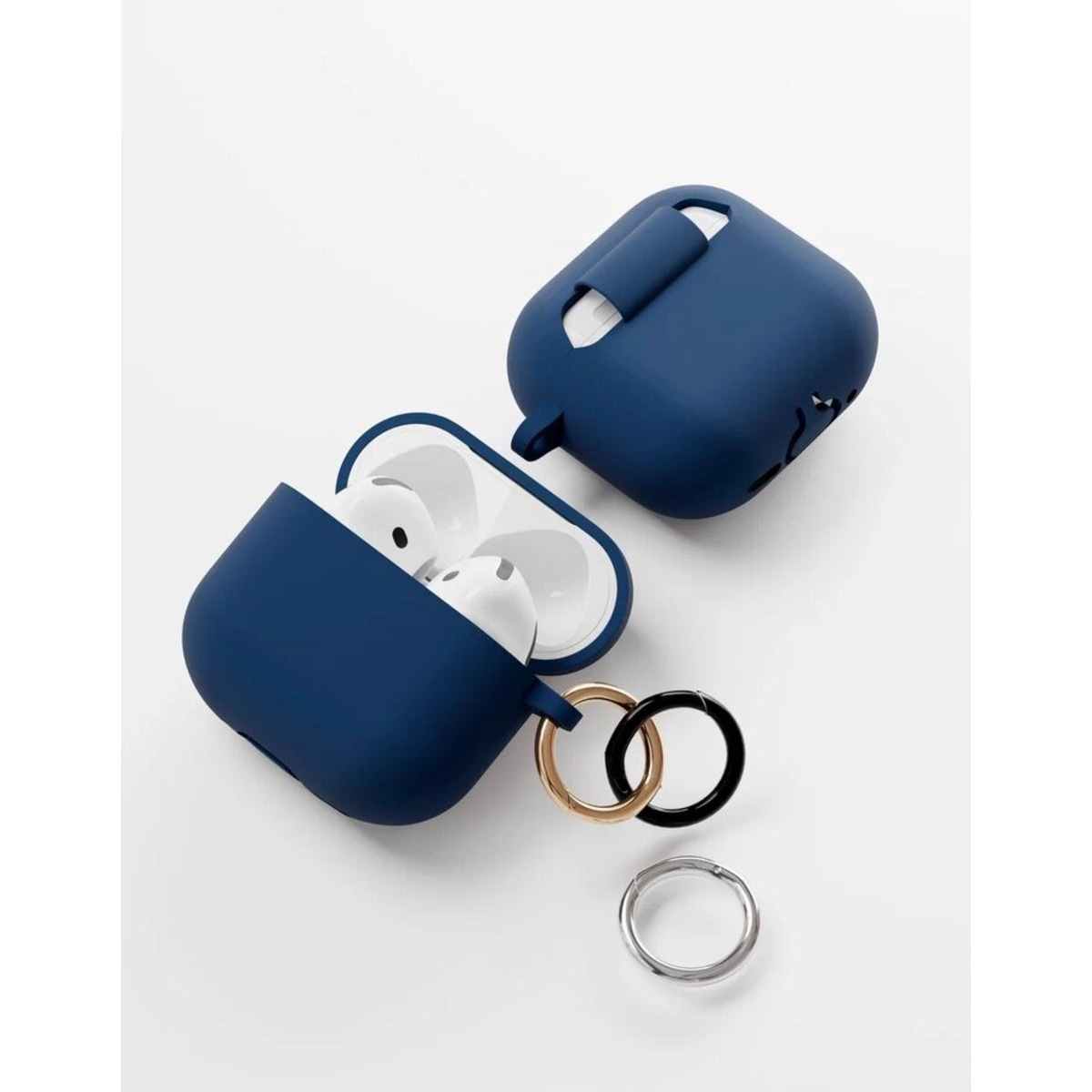 Чехол защитный VLP Soft Touch, с кольцом, для AirPods 4, темно-синий