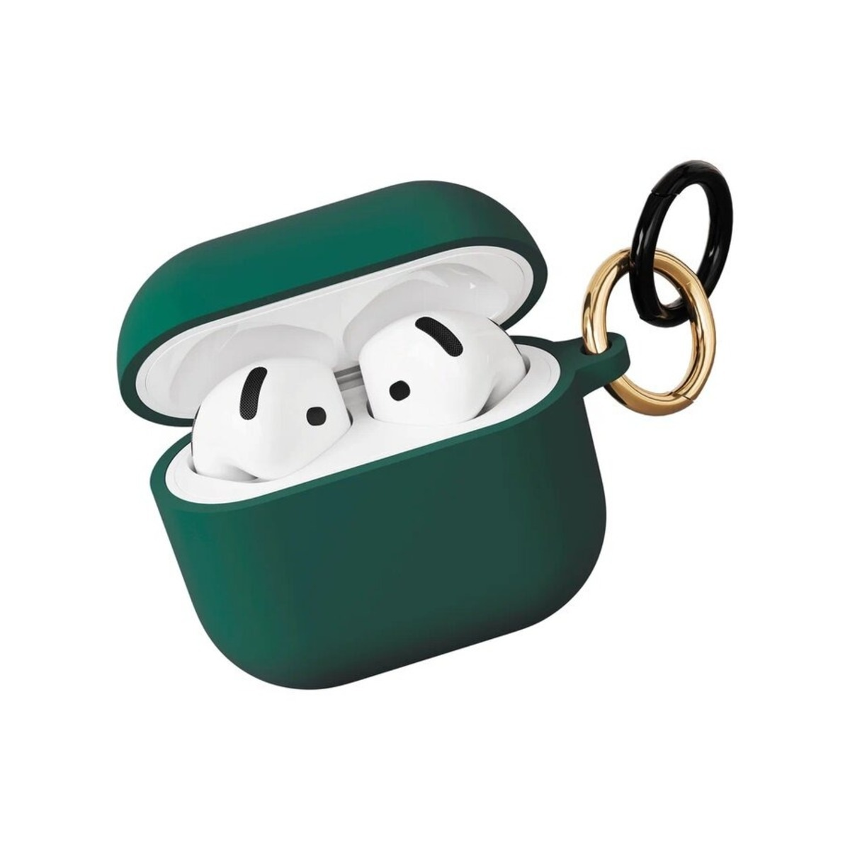 Чехол защитный VLP Soft Touch, с кольцом, для AirPods 4, темно-зеленый