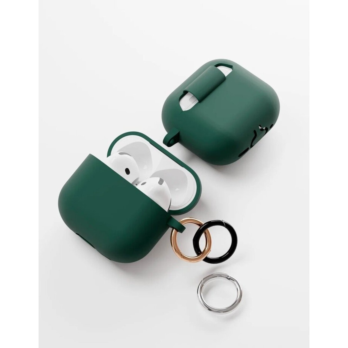 Чехол защитный VLP Soft Touch, с кольцом, для AirPods 4, темно-зеленый