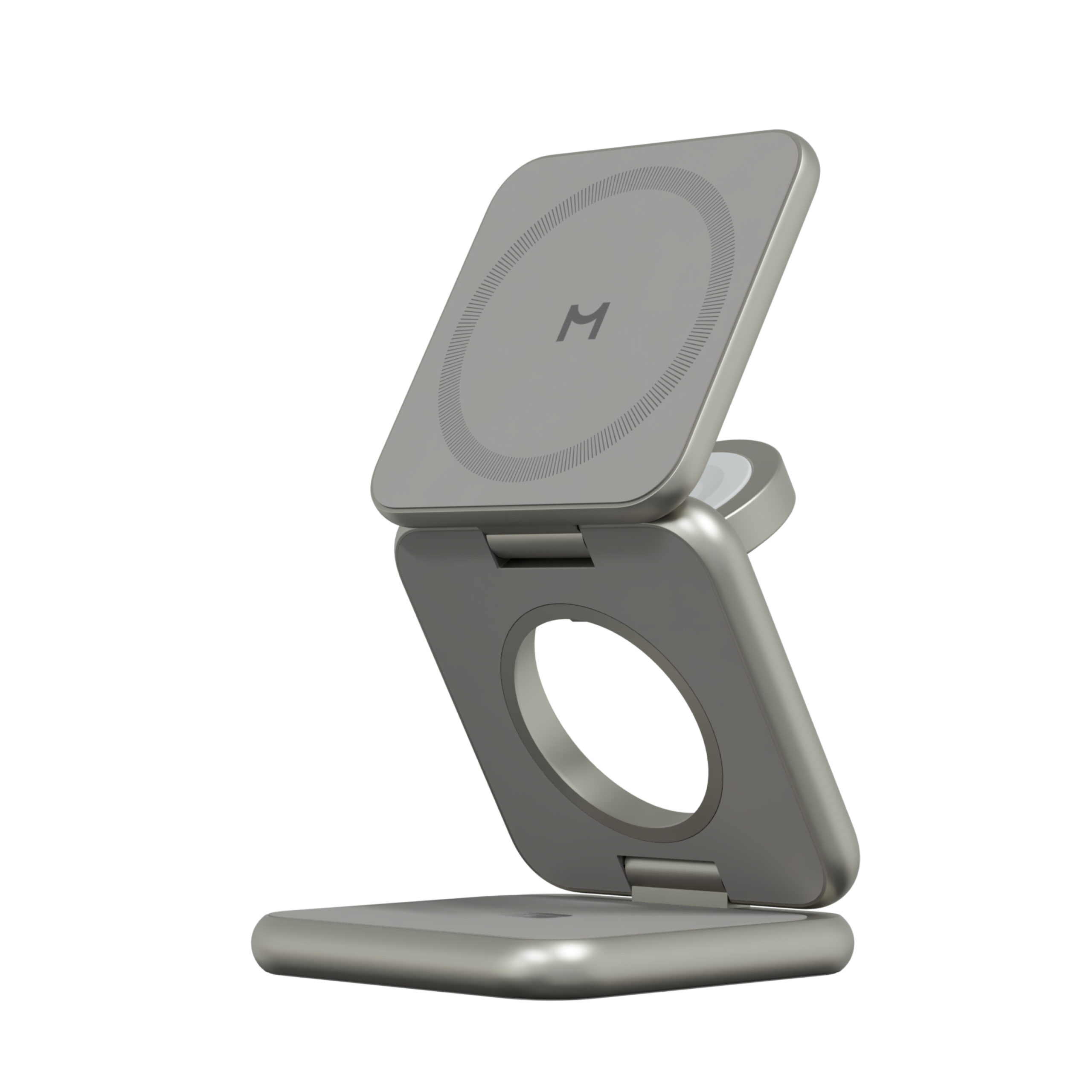 Беспроводная зарядная станция Magssory Fold Pro 3 в 1 MagSafe 15W (Titanium)