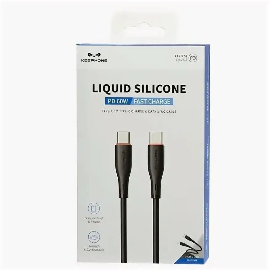 Кабель Keephone Liquid Silicone 60W USB-С - USB-C 1m (Black)