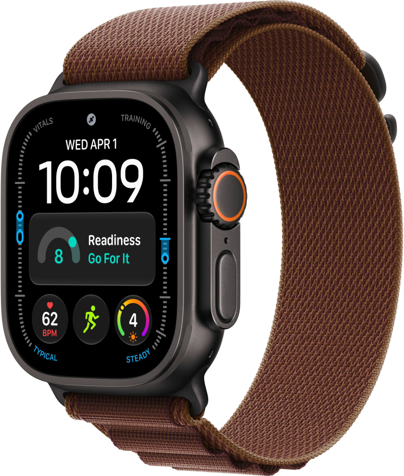 Apple Watch Ultra 4 49mm Black Titanium Case with Burgundy Alpine Loop (L)